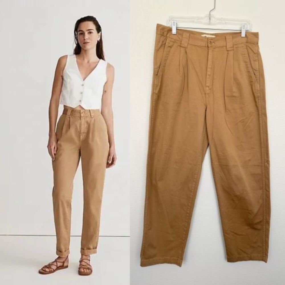 Madewell Garment Dyed Tapered Chino Trouser Pants Seed Khaki Minimalist Women 30
